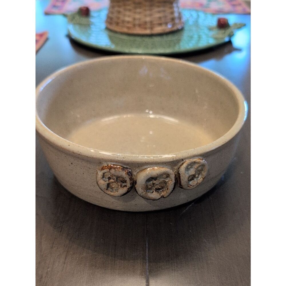Handmade Tan Speckled Art Pottery Bowl - Signed